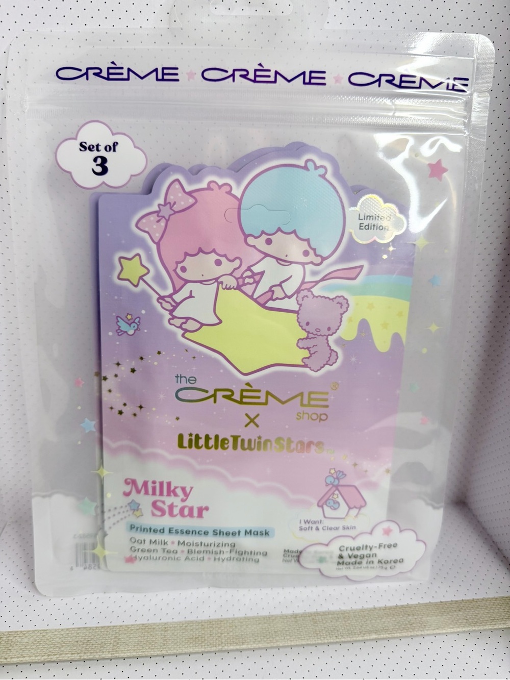 x Little Twin Stars Milky Star Printed Essence Sheet Mask - Lavender set of 3